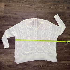 Wish Cream V-Neck Cable Knit Sweater